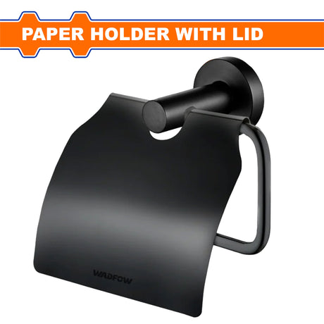 Matte Black & Chrome Plated Zinc Alloy Toilet Roll Paper Holder with LID