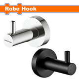 Matte Black & Chrome Plated Zinc Alloy Bathroom Robe Hook