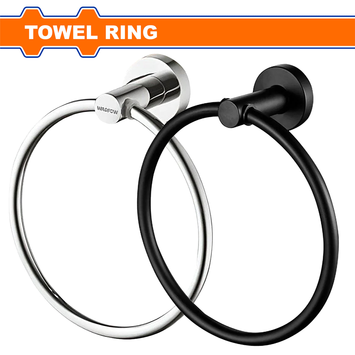 Matte Black & Chrome Plated Zinc Alloy Towel Ring