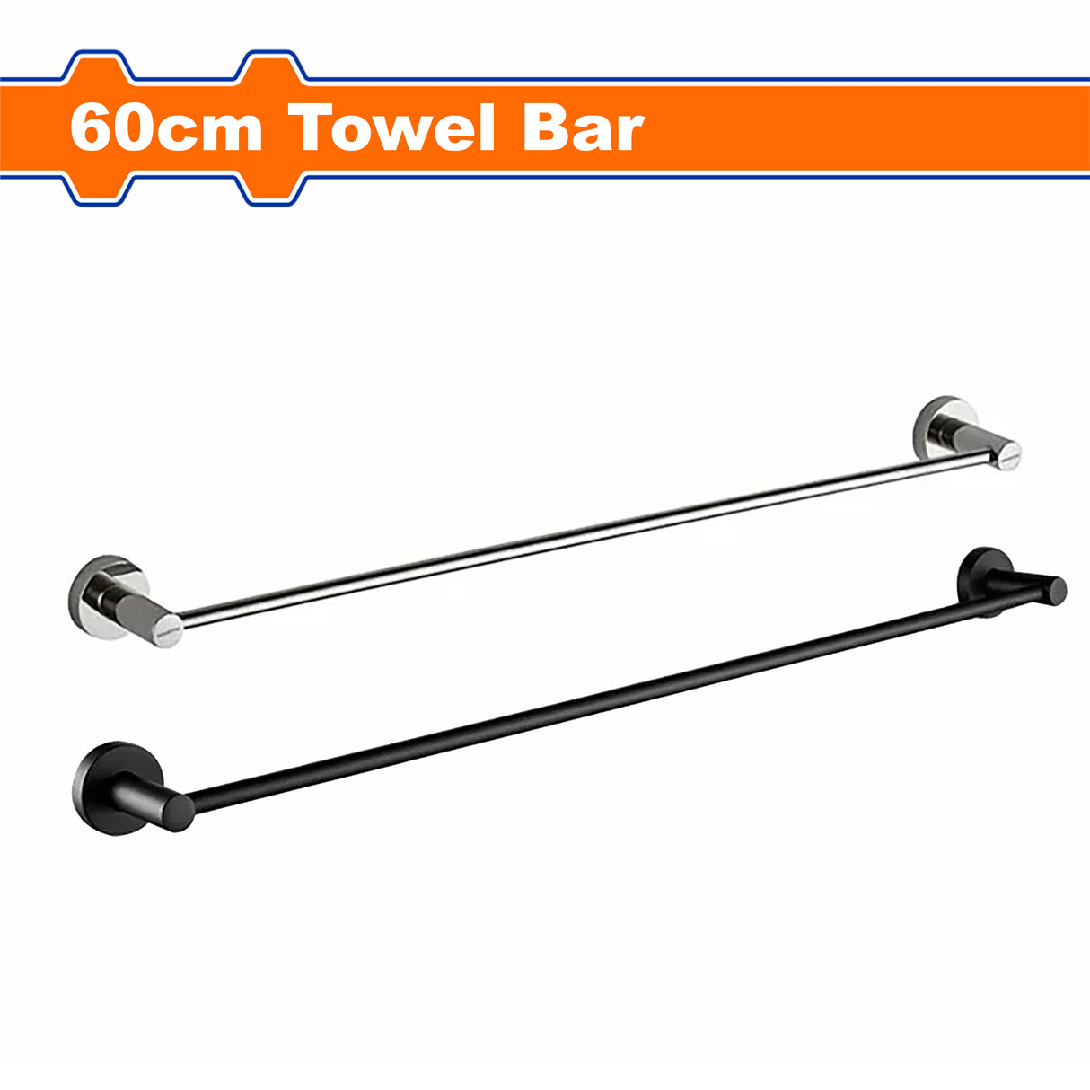 Matte Black & Chrome Plated Zinc Alloy 60cm Towel Bar