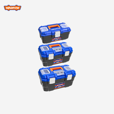 Set of (3) Plastic Tool Box Storage Organizer Case w/ metal & Plastic buckle & plastic tray