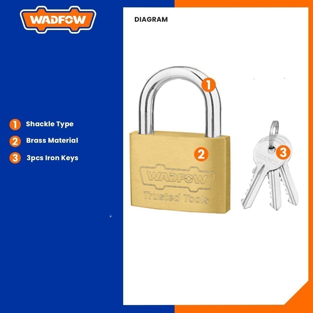 Brass Padlock Durable 20mm-50mm with 3 Pcs Iron Keys