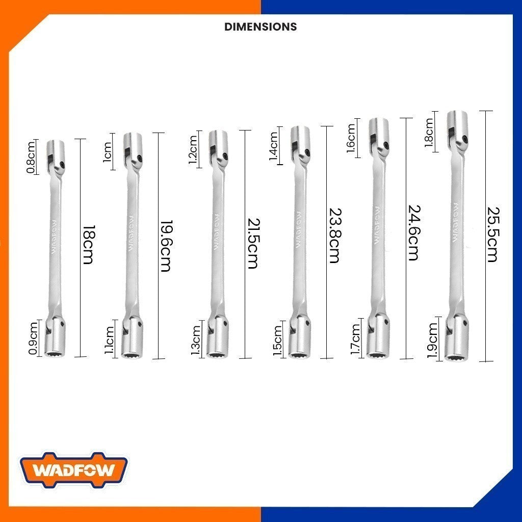 WTH2E0 8mm to 19mm 2-Head Flexible Socket Wrench