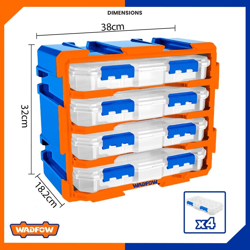 Modular Cabinet set of 4 plastic boxes divided into 13-compartments WTB8344