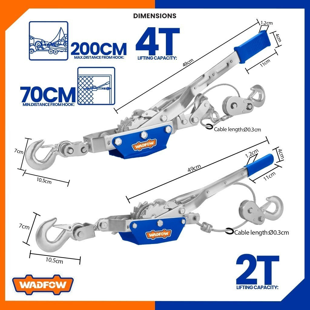 2T/4T Wire Rope Ratchet Double Hook Lifting Tool Hand Power Puller