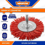 Cup Brush Nylon Wire With Nut 75mm(3") & 100mm(4") WNY2401/WNY2402