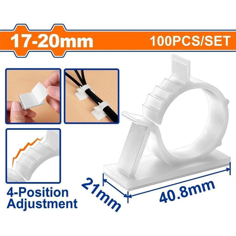 Adjustable Cable Tie Mounts w/ Double-sided glue tape & 4Position Adjustment 100pcs/set White