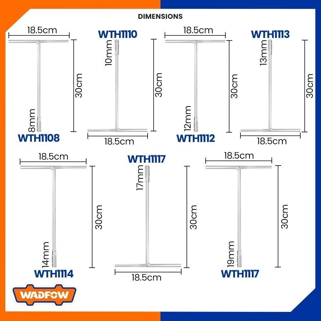 T Wrench Handle Socket Tools 8mm to 19mm