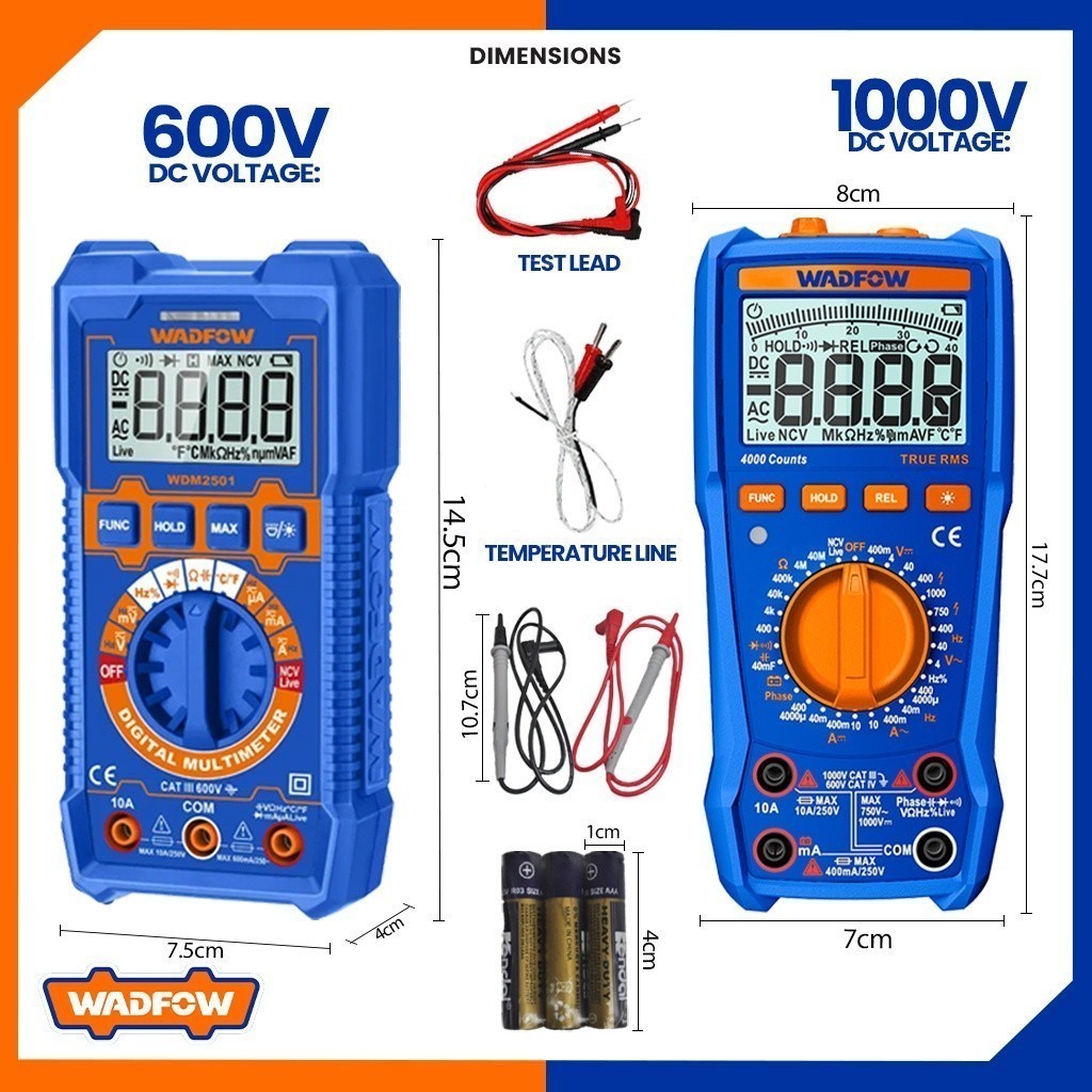 LCD Digital Multimeter True RMS 4000-6000 Count WDM2501