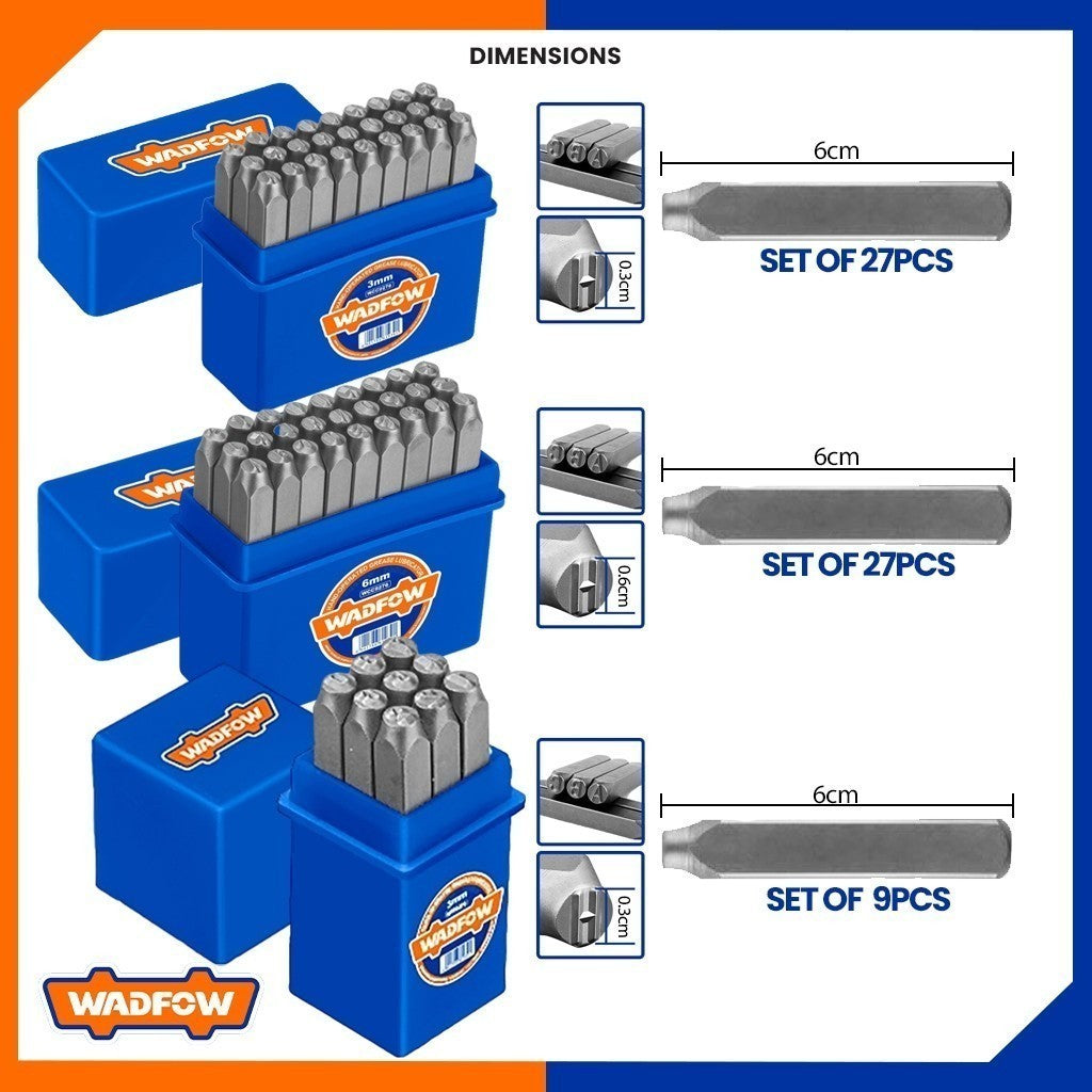 9pcs / 27pcs (3mm-6mm) Durability and Sharpness Letter Punches Numbers & Alphabetical letters