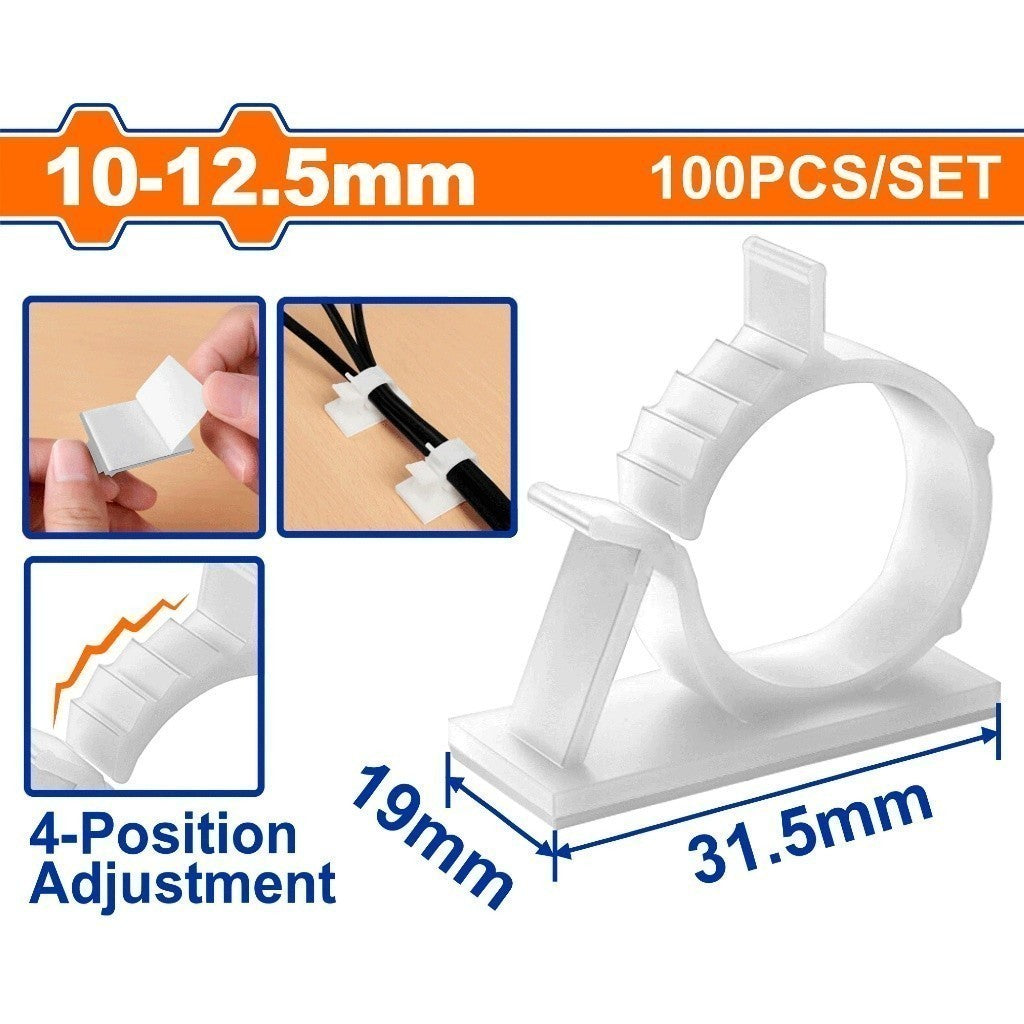 Adjustable Cable Tie Mounts w/ Double-sided glue tape & 4Position Adjustment 100pcs/set White