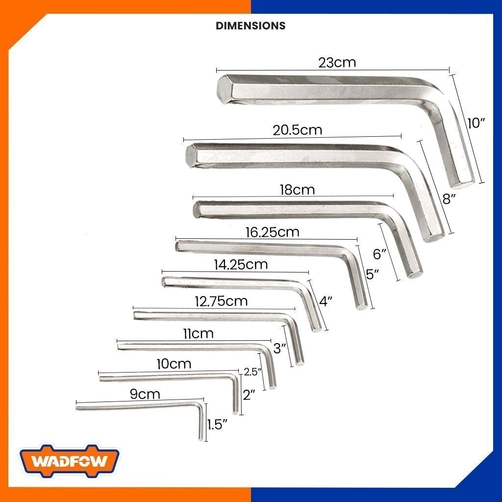 Extra-Long Arm 9Pcs Hex Allen Key Set