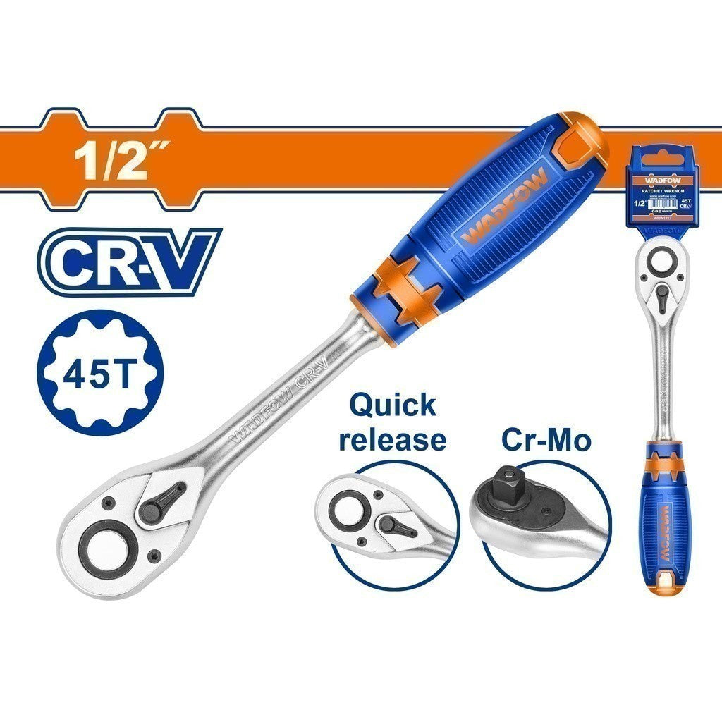 Industrial Crv + Cr-Mo 1/4" 1/2" 3/8" Ratchet Wrench Soft Handle WAD-HT