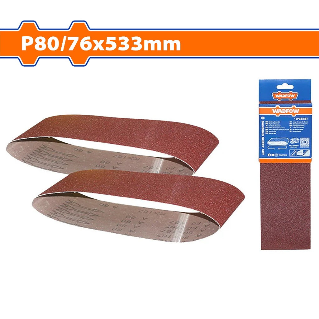 WZA1E80 Set of 2PCS Sanding Sheet 76x533mm Grit P80 For Polishing Wood