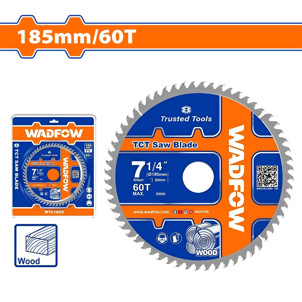 WTC1K03 TCT Wood Saw Cutting Disc Blade 185mm(7-1/4in) 60T