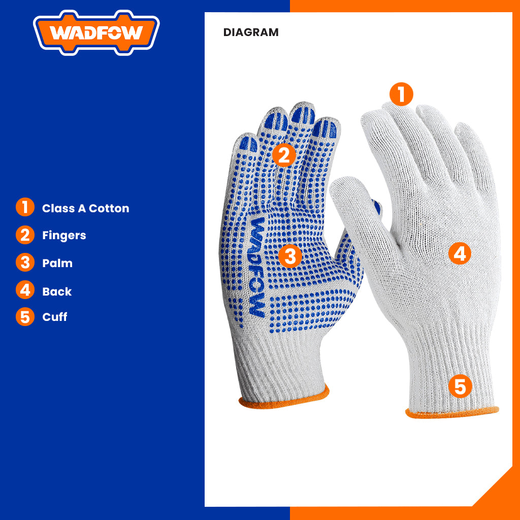 Protective Knitted Cotton Safety Gloves With Pvc Dots