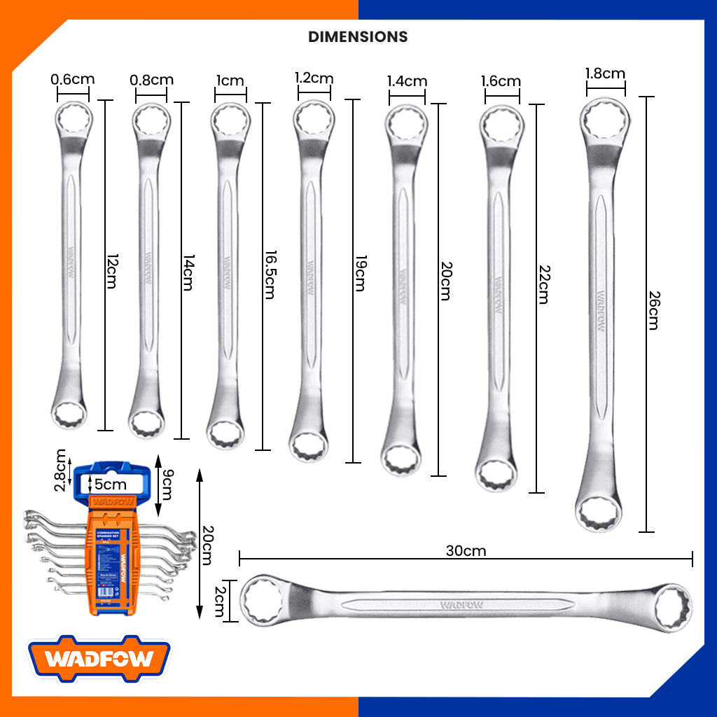 Offset Ring Spanner Set Tool 8Pcs.