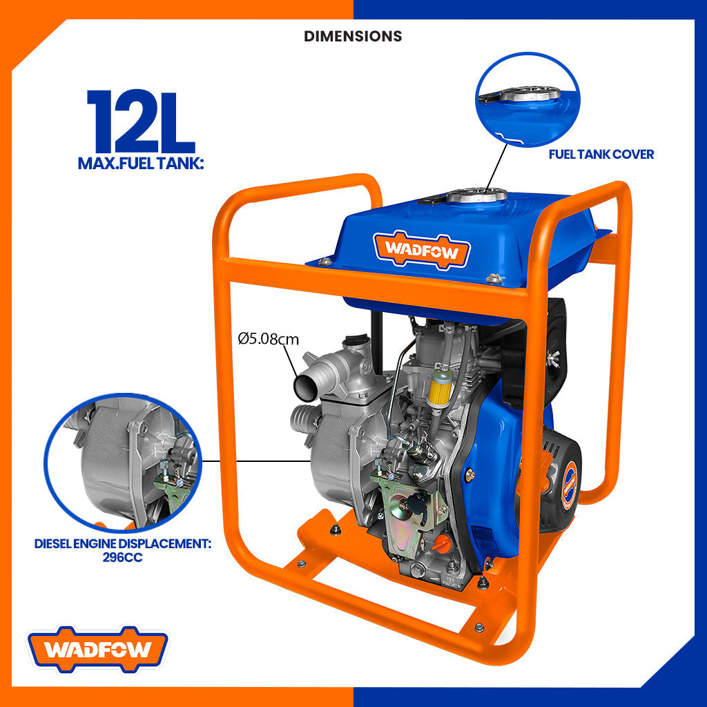 5.3HP Diesel Engine Water Pump 80mm,3inches/900Liters WDW1A30