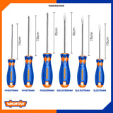 6Pcs Screwdriver Set Ph0x75/Ph1x100/Ph2x100/Sl3x75/Sl5.5x100/Sl6.5x100 Cr-V