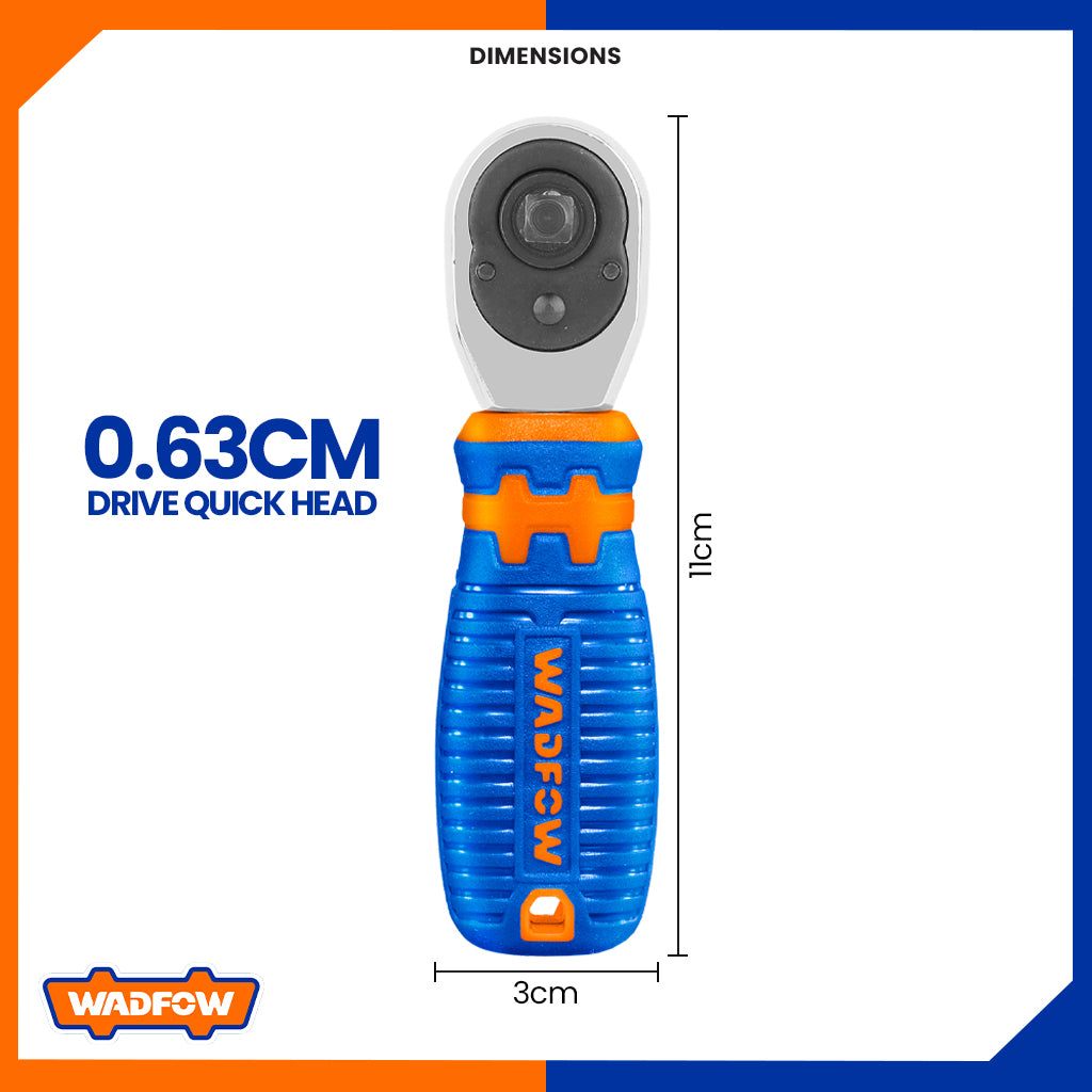 Stubby Ratchet Handle 72T 1/4 Inches