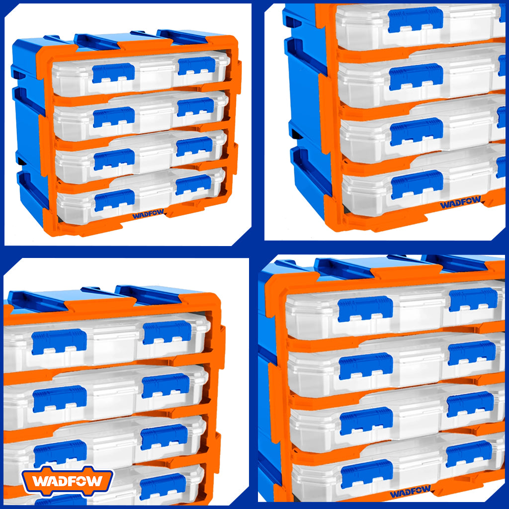 Modular Cabinet set of 4 plastic boxes divided into 13-compartments WTB8344