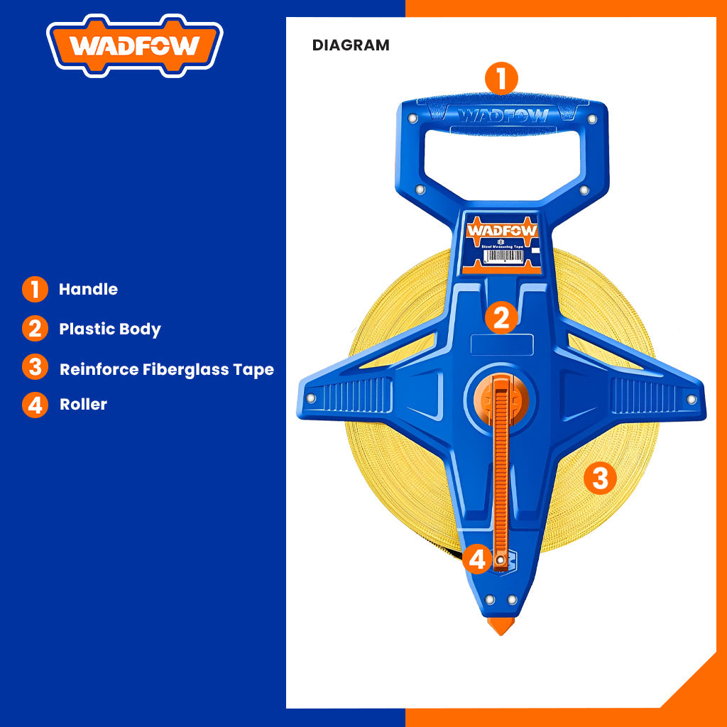 Fibreglass Measuring Tape 50m x 12.5mm WMT2550