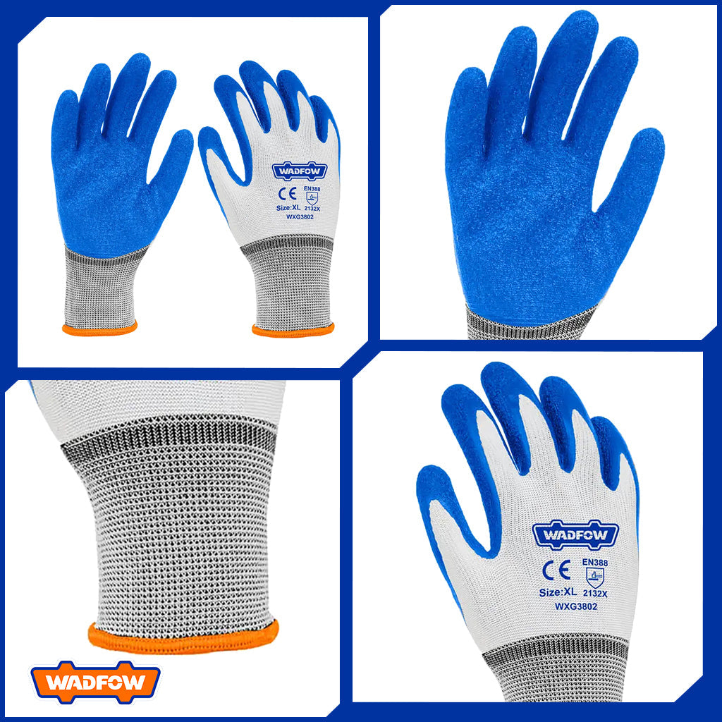 Industrial High Grade polyester Shell Latex Gloves (XL) WXG3802