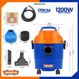 1200W Wet & Dry Vacuum Cleaner 15L Capacity WVR1A15