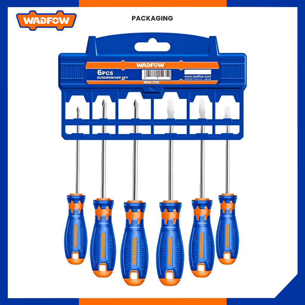 6Pcs Screwdriver Set Ph0x75/Ph1x100/Ph2x100/Sl3x75/Sl5.5x100/Sl6.5x100 Cr-V