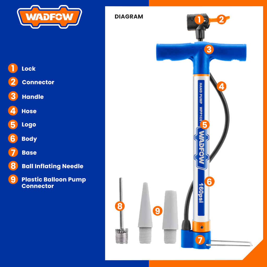 Bicycle Air Hand Pump w High Power High Pressure Durable Hose