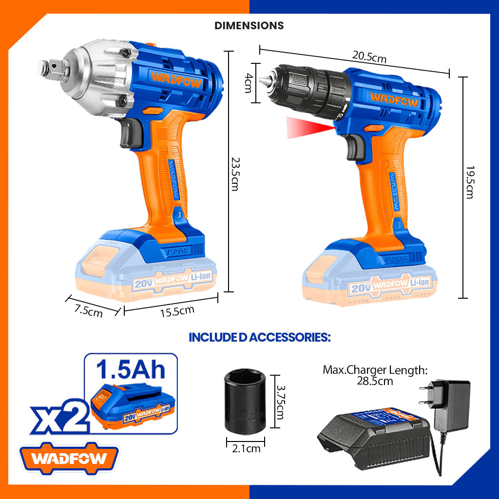 P20S Cordless Drill and Impact Wrench 20V WCK2017