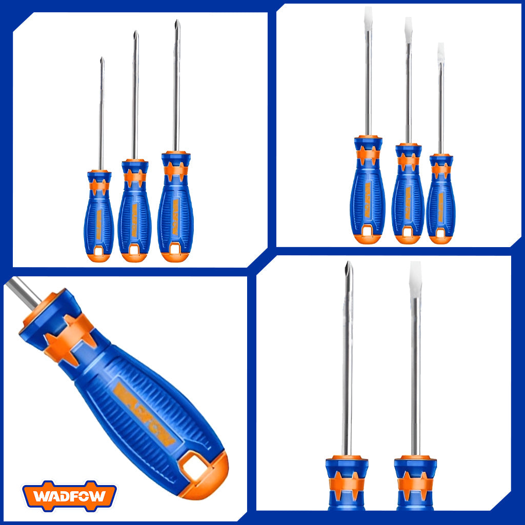 6Pcs Screwdriver Set Ph0x75/Ph1x100/Ph2x100/Sl3x75/Sl5.5x100/Sl6.5x100 Cr-V