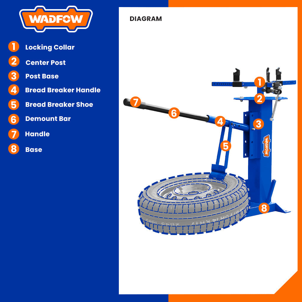 Portable Manual Tire Changer Base 41"(1040mm)/14"(355mm) WQT1A01