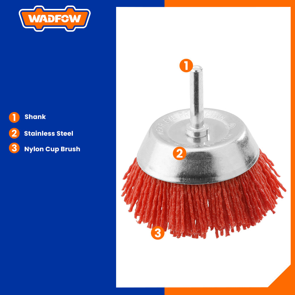 Nylon Cup Brush With Nut 50mm(2") & 75mm(3") WNY1401/WNY1402