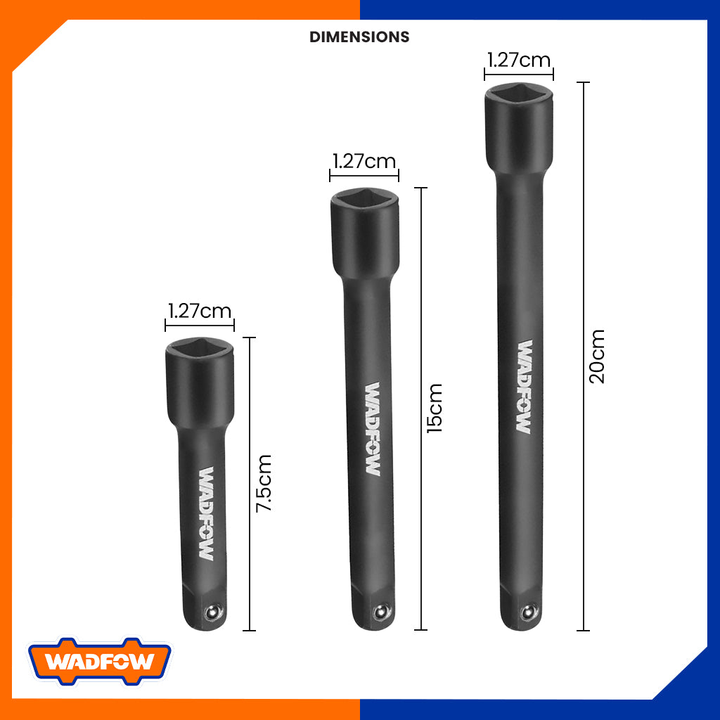 3pcs Industrial Dr.Impact Extension Bar Set WMS7403