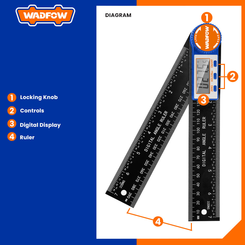 Stainless Steel Digital Angle Ruler Protractor 0.1mm/0.01"