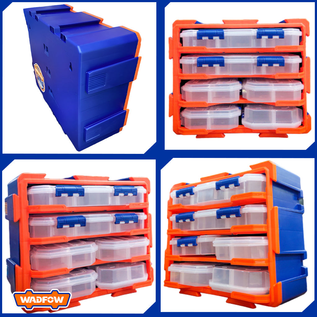 Modular Cabinet Storage set of 2 & 4 plastic boxes divided into 13 & 6 compartments WTB8346